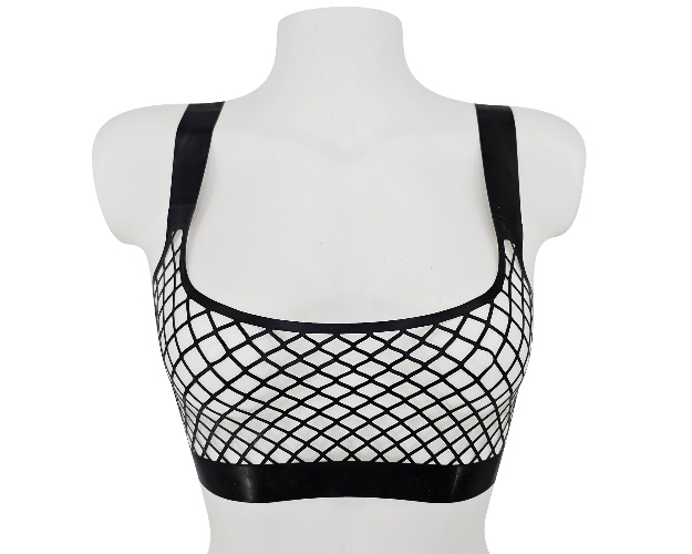 Lasercut latex fishnet crop top | red