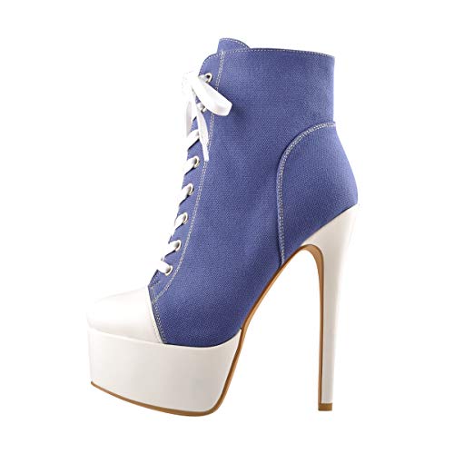 Only maker Damen Plateau Stiefeletten Fashion Sneakers Ankle Boots Stiletto - 43 EU - Blau