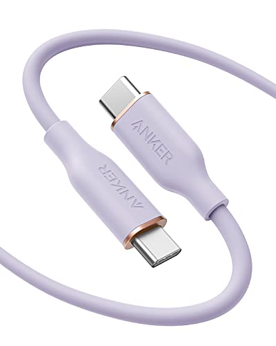 Anker USB-C to USB-C Cable, Cable 100W 6ft, USB 2.0 Type C Charging Cable Fast Charge for iPhone 15/15Pro/15Plus/15ProMax, MacBook Pro 2020, iPad Pro 2020, iPad Air 4, Galaxy S23(Lilac Purple) - 6ft - Lilac Purple