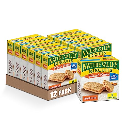 Nature Valley Biscuits with Peanut Butter, 5ct , 6.75 oz (Pack of 12)