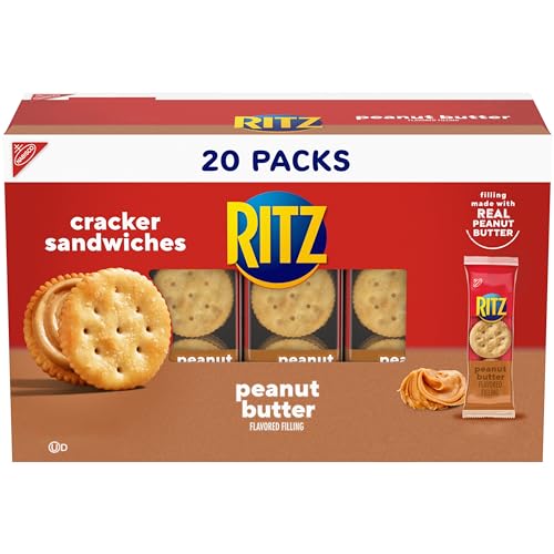 RITZ Peanut Butter Sandwich Crackers, 20 Snack Packs (6 Crackers Per Pack) - Peanut Butter - 1.73 Pound (Pack of 1)