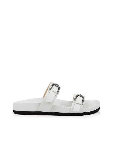 Gaelle Buckle Slide | Ivory Leather / 7 US / 37 EU