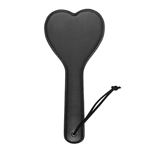 VENESUN SM Spanking Sexual Wide Paddle, 11.2inch Faux Leather Heart Sex Toys for BDSM Cosplay - Black