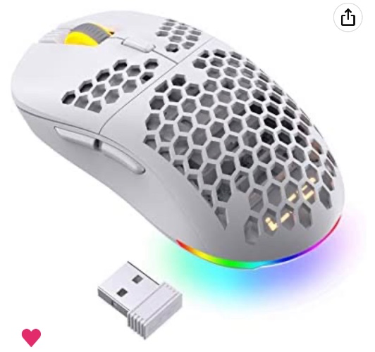 Amazon.com: LTC Mosh Pit 16,000 DPI RGB Wireless Ambidextrous Gaming Mouse with Lightweight Honeycomb Shell, Ergonomic Shape for Right or Left Hand Use, Comfortable 2.4G Mice for PC/Mac/Laptop, White : Video Games
