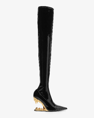  Morso Vinyl Boots : Women Shoes Black/Gold |GCDS®