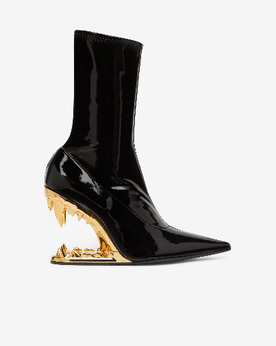 Morso Vinyl Ankle Boots : Women Shoes Black/Gold |GCDS®