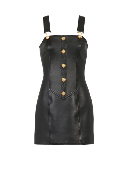 Short leather overall dress