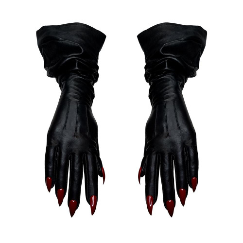 OVERSIZED OPERA NAIL GLOVES | MENS SIZE 7.5 / BLACK LEATHER / GUN METAL