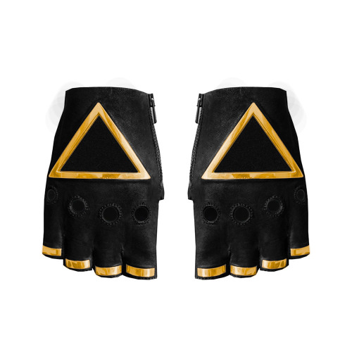 ILLUMINAUGHTY GLOVES | WOMENS SIZE 7.5 / BLACK LEATHER / GOLD