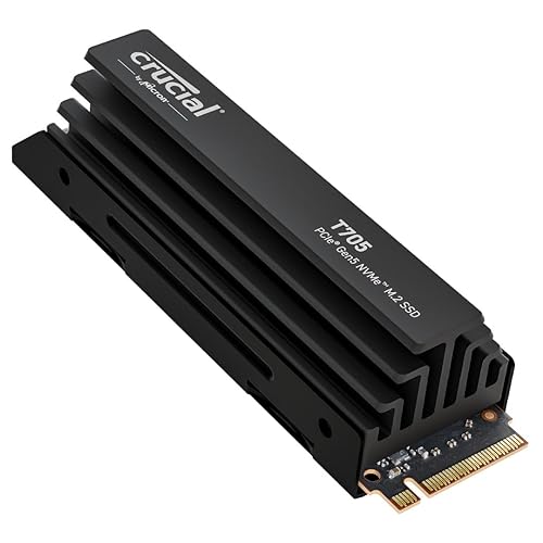 New 2024 Crucial T705 4TB PCIe Gen5 NVMe M.2 SSD with Heatsink - Up to 14,100 MB/s - Game Ready - Internal Solid State Drive (PC) - +1mo Adobe CC - CT4000T705SSD5 - 4TB - T705 with Heatsink