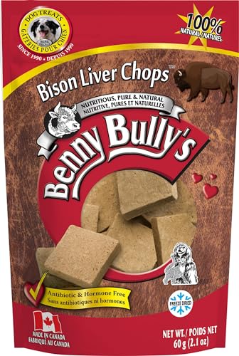 Benny Bullys Bison Liver Chops Dog Treats - 60g