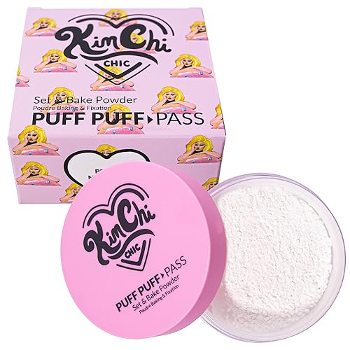 Kimchi Chic Beauty Puff Puff Pass Set and Bake Powder, Loose Face Powder with Extra Fluffy Setting Powder Puff, Soft Lavender Face Makeup for Uneven Skin Tone, 01 lvander - Lavender