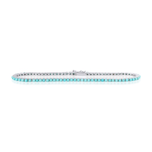 Turquoise Tennis Bracelet - 14K White Gold / 7"