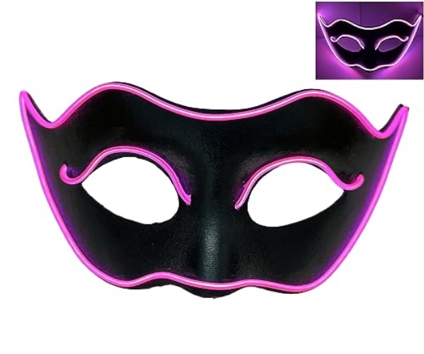 Moonideal LED Masquerade Mask Flash light-up Halloween Costume Mask For Costume Ball/Venetian Party/Halloween Party - Pink