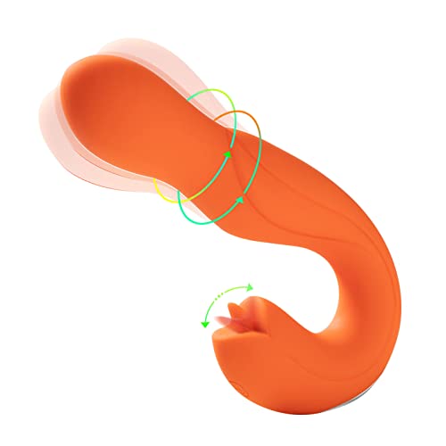 Clitoral Licking Rotating G Spot Vibrator Honey play box ‘Joi ’ 3 in 1 Clit Tongue Dildo Vaginal Vibrating Stimulator Adult Sex Toys with 7 Rotating& 7 Clit Licking Modes Massager Butt Plug (Orange) - Orange
