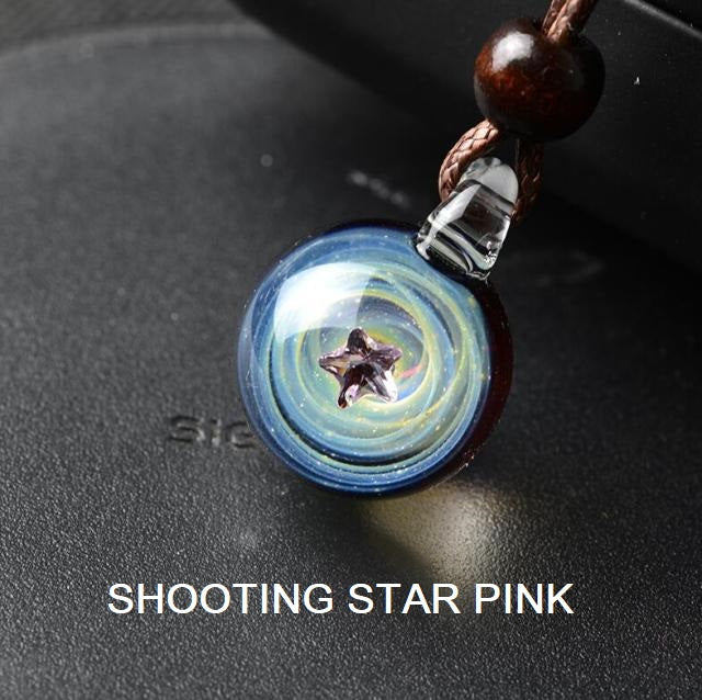 Cosmic Handmade Galaxy Glass Pendant (22 Designs) | SHOOTING STAR PINK
