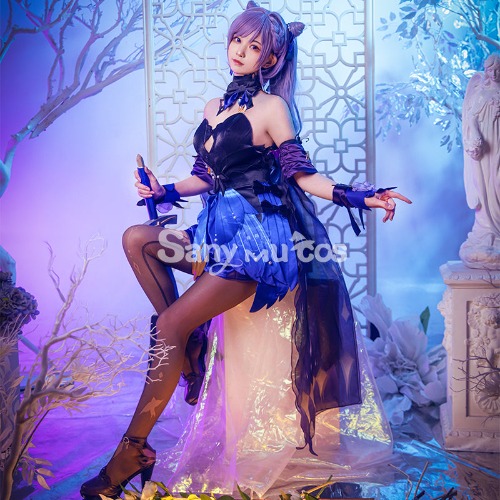 【48H To Ship】Game Genshin Impact New Skin Keqing Opulent Splendor Short Dress Cosplay Costume - S