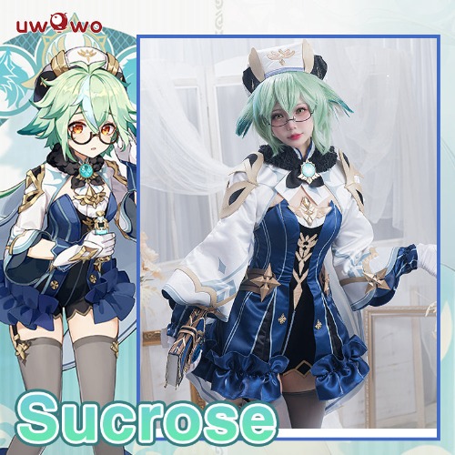 Uwowo Genshin Impact Sucrose Anemo Mondstadt Female Cosplay Costume - S