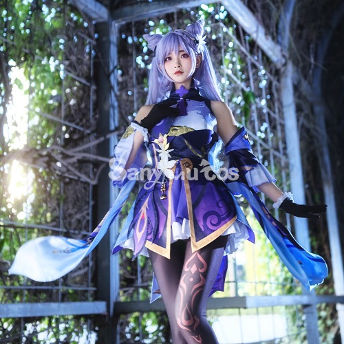【48H To Ship】Genshin Impact Keqing Classical Dress Cospaly Costume - S