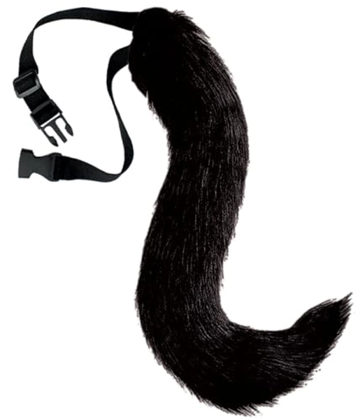 OLYPHAN Black Cat Tail Costume Accessories Animal Faux Fur Furry Costume Accessory Long Thick Tails for Women Halloween Therian Costumes Anime Cosplay Adult/Adults