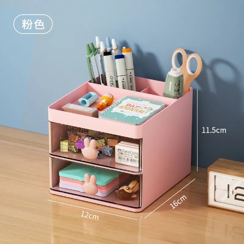 Cute Rabbit Kawaii Desktop Storage Drawer Organizer For Gaming, Makeup or Work Desk - Pink