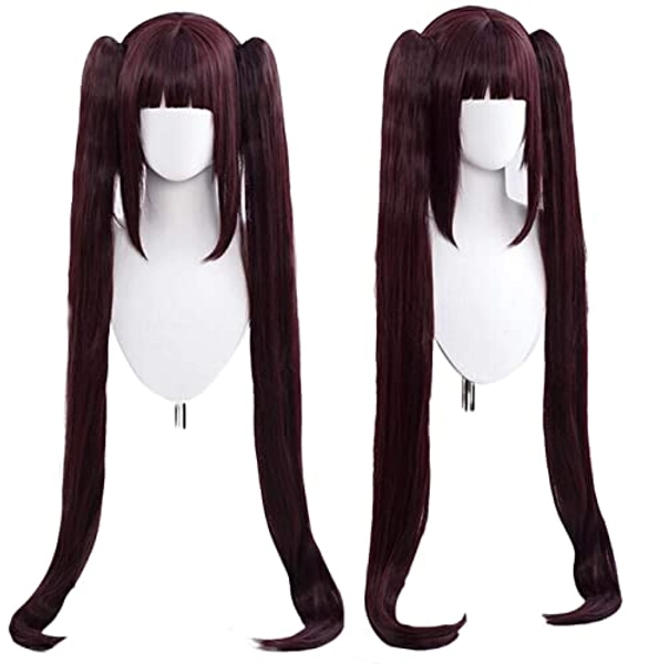 Ebingoo Chocolate Cosplay Wig with Two Ponytails +1 Wig Cap Long Natural Straight Wig for Women Girls Synthetic Wig Hair for Anime Cosplay Costume Halloween Movies Party