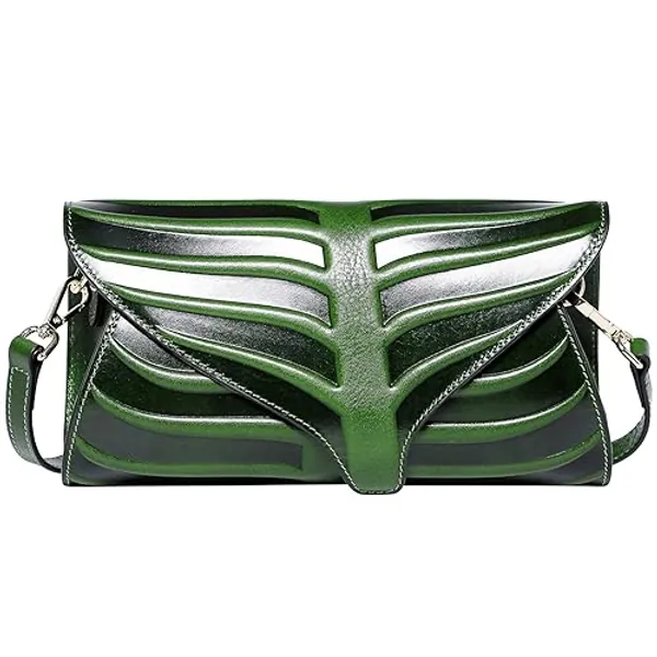 PIJUSHI Women Clutch Designer Leaf Purse Leather Shoulder Crossbody Bags For Women - Green Leaf