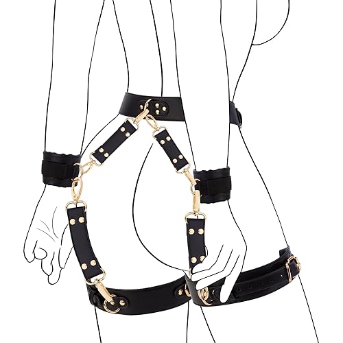 UTIMI BDSM 6PCS Set with Adjustable Hand, Ankle, and Thigh Cuffs. Waist strap
