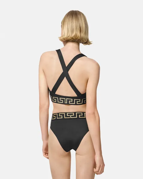 Greca Border High Waist Bikini Bottoms