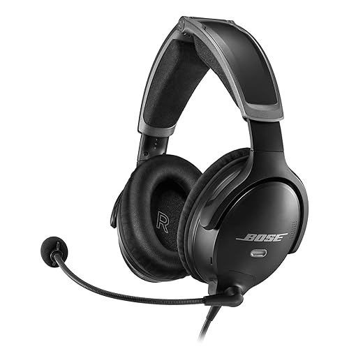 Bose A30 Aviation Headset, Noise Cancelling Pilot Headset with Adjustable ANR, Bluetooth and Lightweight Comfortable Design, Dual Plug, Black - Black