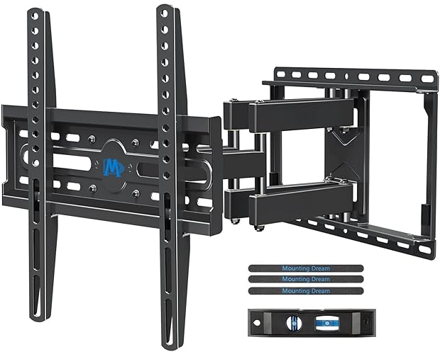 Mounting Dream TV Wall Mount for 32-65 Inch TV, TV Mount with Swivel and Tilt, Full Motion TV Bracket with Articulating Dual Arms, Fits 16inch Studs, Max VESA 400X400 mm, 99lbs, MD2380 - Black