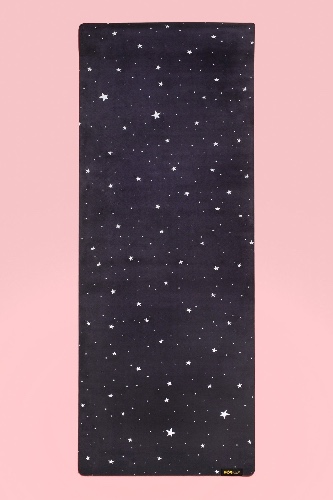 Black Starry Vegan Suede Yoga Mat by POPFLEX