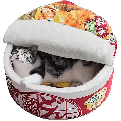 寵幸 Ramen Noodle Dog & Cat Bed,Keep Warm and Super Soft Creative Pet Nest for Indoor Cats,Removable Washable Cushion for Small Medium Large Dogs and Cats - 19.7"L x 19.7"W x 7.9"Th - red