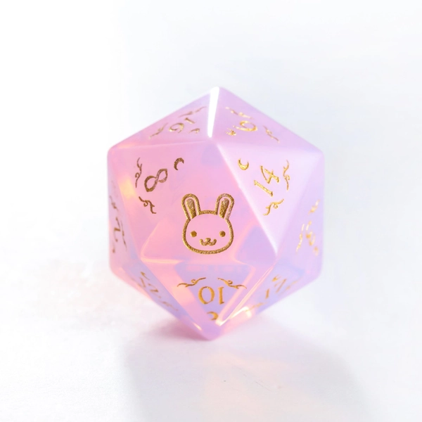 Pink Opalite Gemstone Antler Moon Motif Bunny F*ck Dice Set