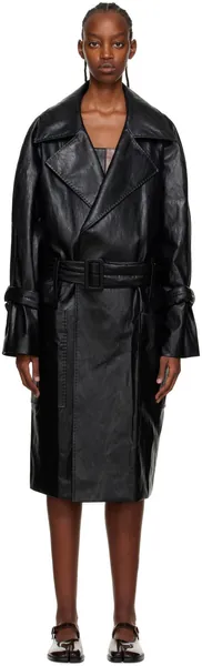 KJUN Black Belted Trench Coat