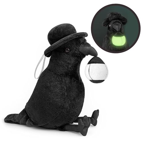 PuffPurrs Crow Plush Toy - Luminous Crow Stuffed Animals 10in, Cute Crow Bird Raven Animal Dolls, Gift Toys for Kids Birthday Gifts Glow in The Dark - Luminous Crow