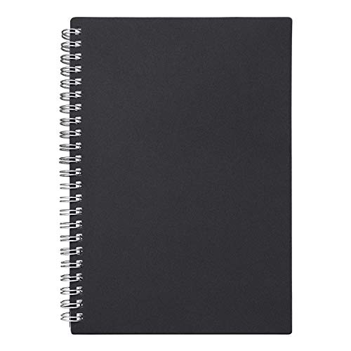 ZZTX Sprial Notebook Kraft Soft Cover College Ruled Notebooks, Wirebound Memo Diary Notebook Planner, 140 Pages/ 70 Sheets, 8 x 6 inch, 1 Pack (Black) - Black