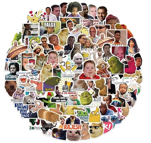 Inject Laughter Everywhere with 100 Hilarious Meme Stickers - Waterproof Decals for Laptops, Skateboards, Water Bottles. Anime-inspired Humor for Adults and Teens, Color Your World with Funny Stickers