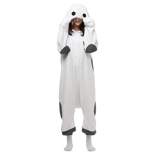Baymax Onesie Costumes for Women Men Adult Halloween Christmas Party Animal Pajamas White - X-Large