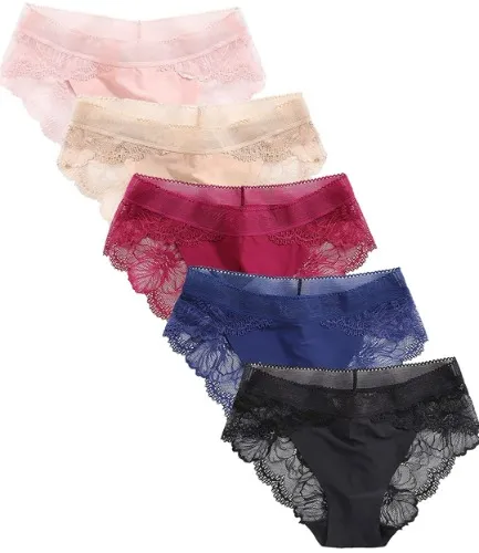 Lacy Panties Lace Bikini Hipster Silky Comfy Briefs 5/6 Pack at Amazon Women’s Clothing store