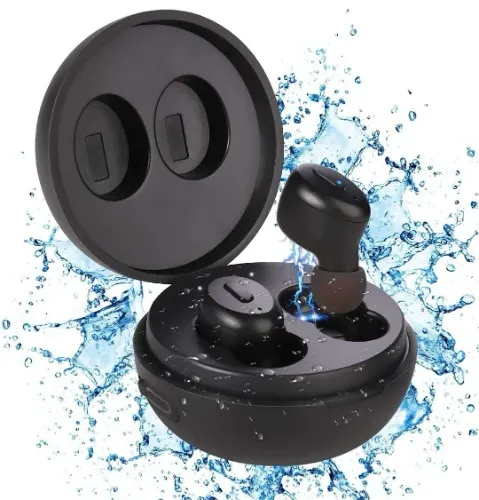 Waterproof Earbuds for Swimming Shower Bath Driving Sauna, Bluetooth 5.0 Wireless Earbuds with Wireless Charging Case, Premium Deep Bass Earphones in Ear Headset Built-in Mic for Sport/Gym : Electronics