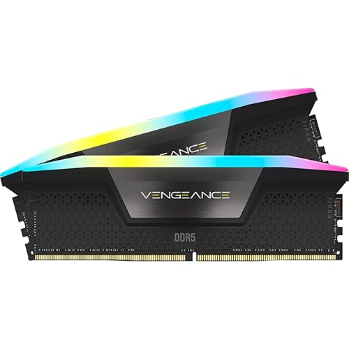 CORSAIR VENGEANCE RGB DDR5 RAM 48GB (2x24GB) 6400MHz CL36 Intel XMP iCUE Compatible Computer Memory - Black (CMH48GX5M2B6400C36) - 48GB (2x24GB) - Black