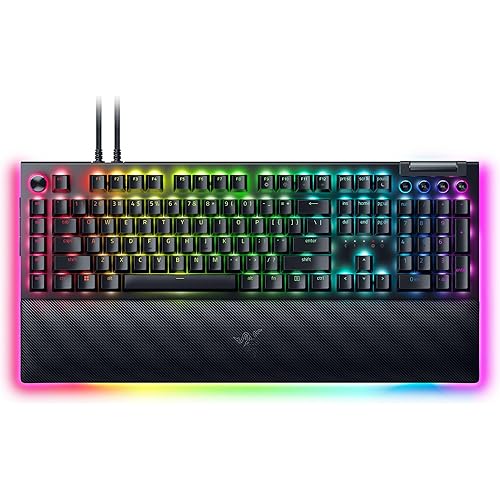 Razer BlackWidow V4 Pro Wired Mechanical Gaming Keyboard: Green Switches Tactile & Clicky - Doubleshot ABS Keycaps - Command Dial - Chroma RGB - Magnetic Wrist Rest - Snap Tap - BlackWidow V4 Pro - Green Switches - Tactile & Clicky - Black