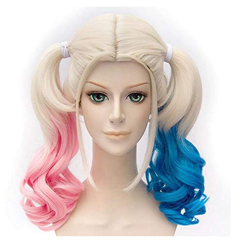 FANNICA Multi-color Long Curly Ponytail Hair Heat Resistant Wig for Women Halloween Costume Cosplay