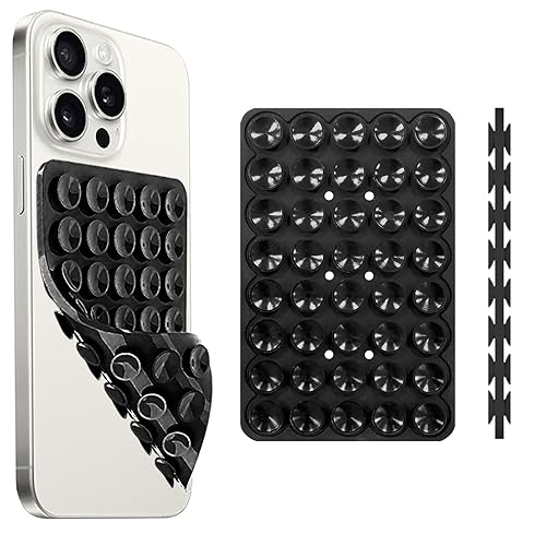 Yojaro Silicone Suction Cup Phone Case Mount Double Sided, Phone Accessories Hands-Free Strong Grip Holder for Selfies and Videos, Silicon Phone Stand for iPhone and Android Black - Black