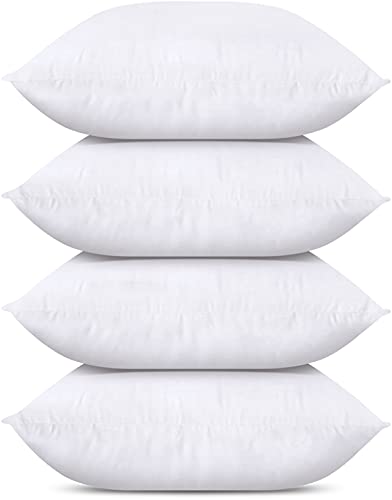 Utopia Bedding Throw Pillow Insert (Set of 4, White), 20 x 20 Inches Pillow for Sofa, Bed and Couch Decorative Stuffer Pillows - 20x20 Inch
