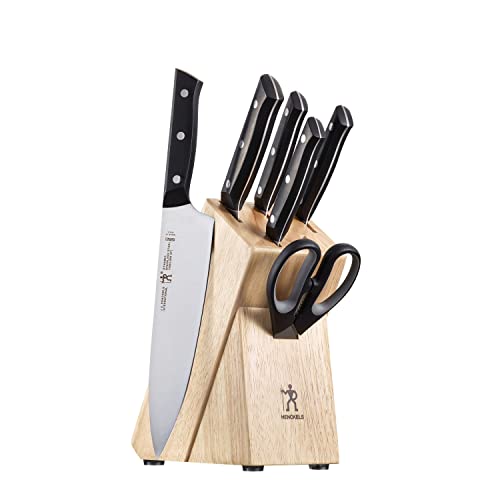HENCKELS Dynamic 7 Piece Stainless Steel Knife Block Set, Rubberwood in Clear (17571-007) - Dynamic