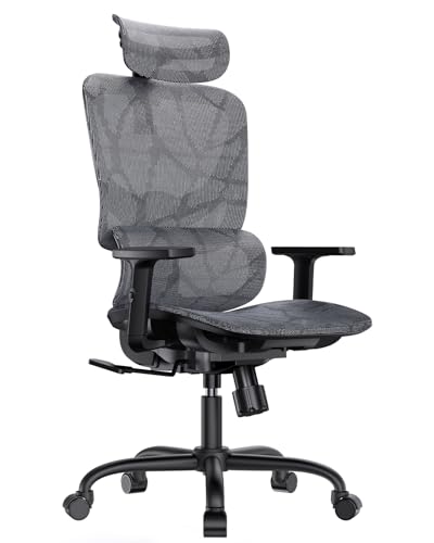 HUANUO Ergonomic Mesh Office Chair, High Back Desk Chair with Adjustable Lumbar Support, Armrests, Rocking Tilt, Mesh Computer Gaming Chair, Reclining Comfy Home Office Chair