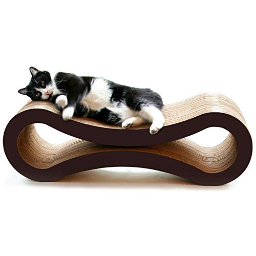 PetFusion Ultimate Cat Scratcher Lounge, Reversible Infinity Style in Multiple Colors. Made from Recycled Corrugated Cardboard, Durable & Long Lasting - Ultimate Cat Scratcher Lounge - Walnut Brown