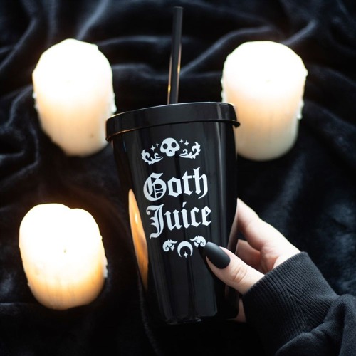 Goth Juice Plastic Black Tumbler with Straw
